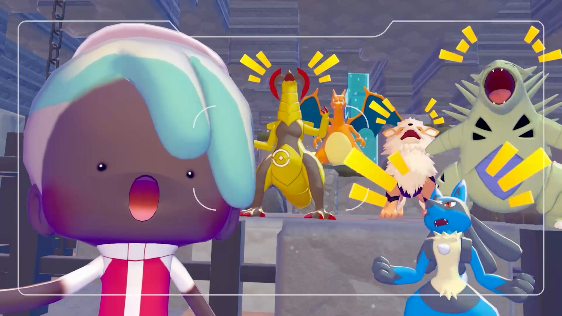 Pokopia - Scène amusante avec les Pokémon surpris